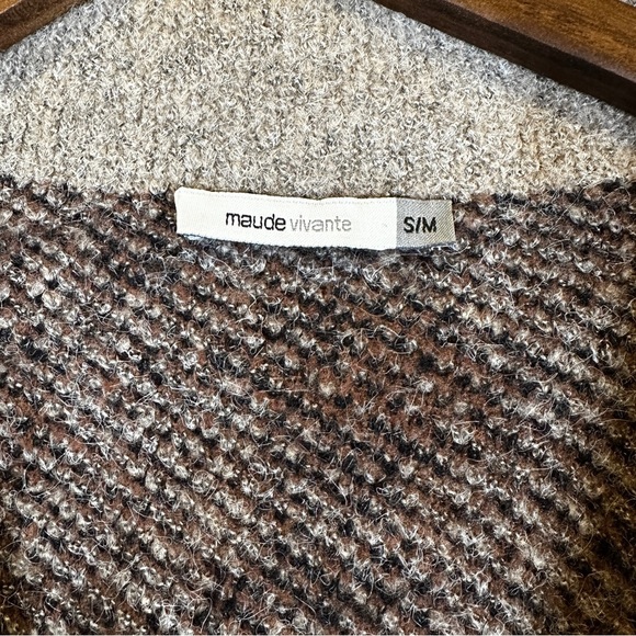 Maude Vivante Soft Leopard Print Cardigan Open Front Sweater Womens Sz S/M Brown - Picture 3 of 8